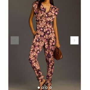 By Anthropologie Sleeveless Cutout Printed Jumpsuit
